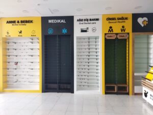 Eczane teşhir standı raf sistemi
